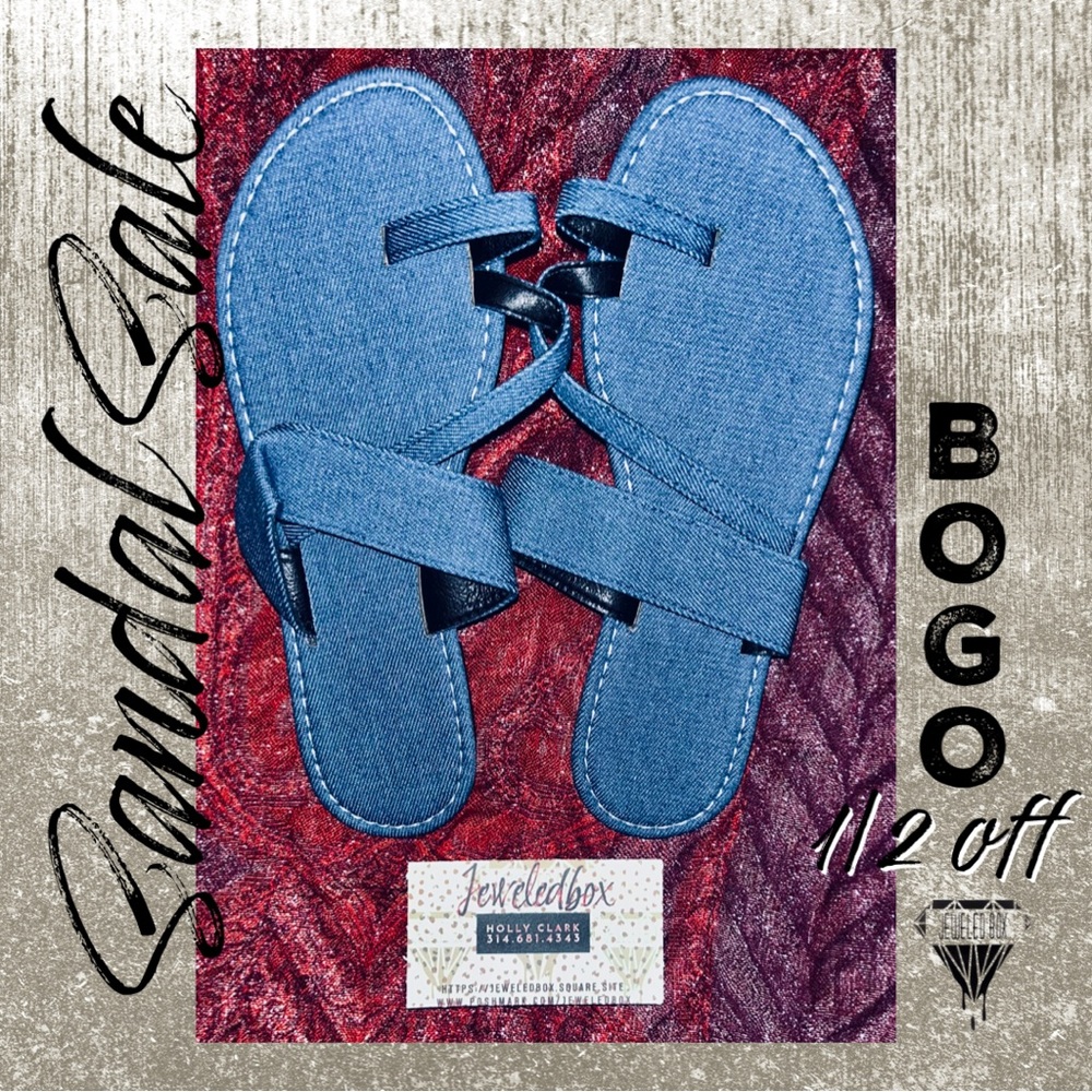 Denim Toe Ring Double Strap Sandal